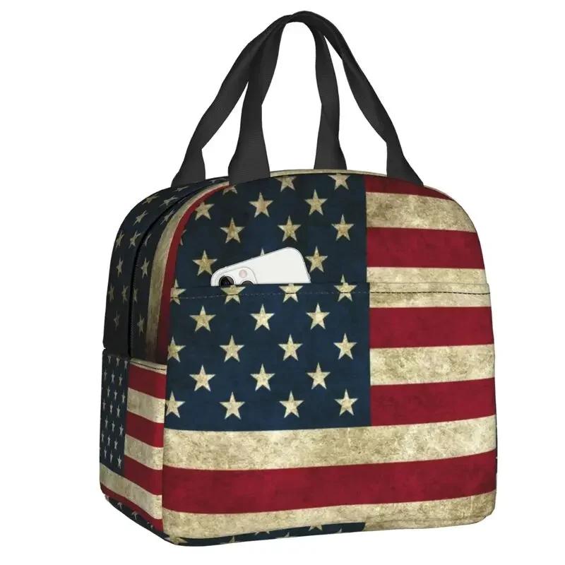 Freedom Patriotic Bald Eagle American Flag Thermal Insulated Lunch Bags USA Flag Portable Lunch Container for School Food Box