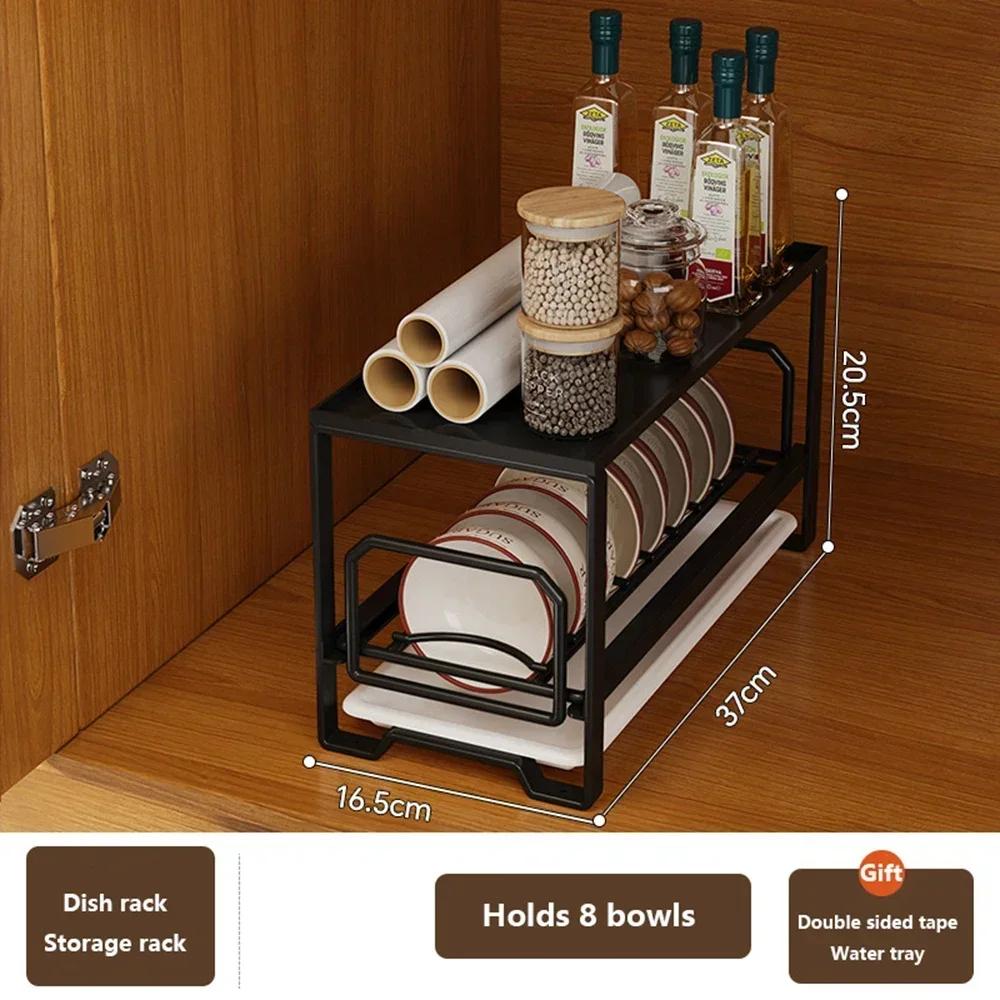 Push-Pull-Schüssel- und Telleraufbewahrung, Geschirrständer, Schrank mit eingebauter Schublade, Abtropffläche für moderne Küchen-Organizer-Vorräte