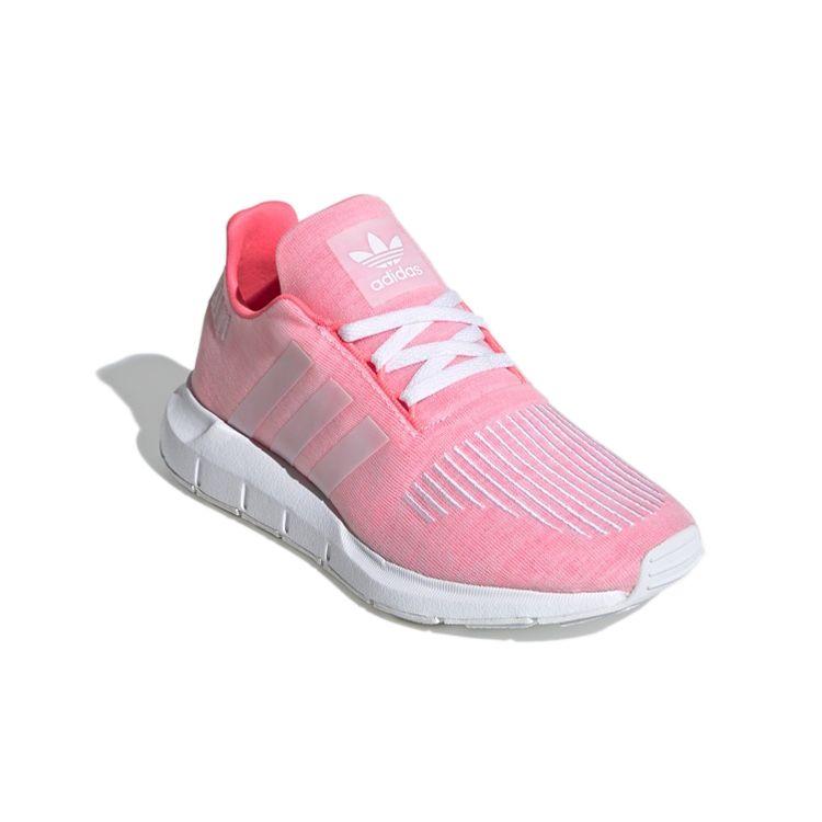 Adidas Originals Swift Run J Round Toe Lace-Up Breathable Low-Top Running Shoes Kids sneakers Pink White EF5951