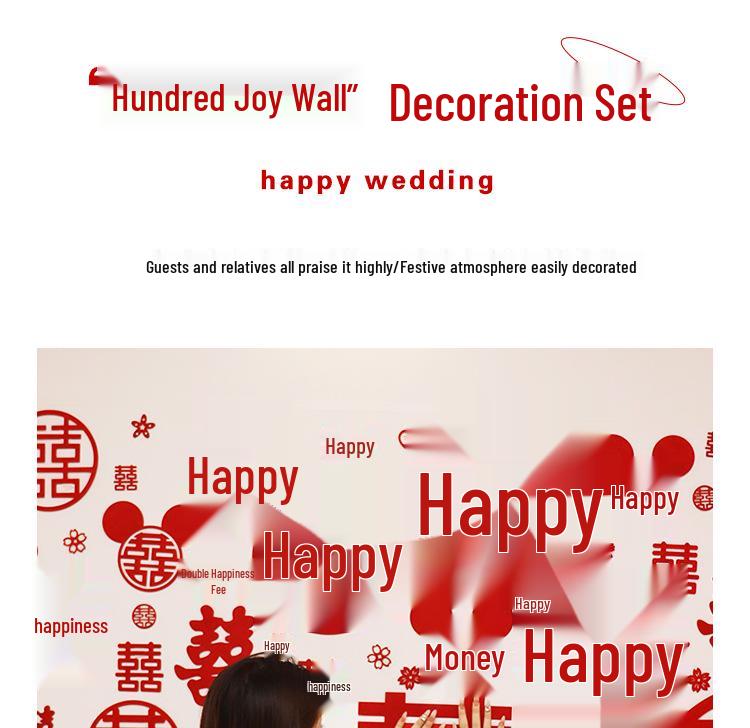 Wedding Happiness Wall Sticker Set: Full Wall Decoration for Living Room, Bedroom, Photo Backgrounds