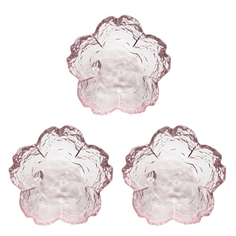 

1-3Pcs Japanese Style Small Glass Plate With Golden Border Mini Seasoning Dessert Cute Style Sakura Bowl For Ice Cream Sala