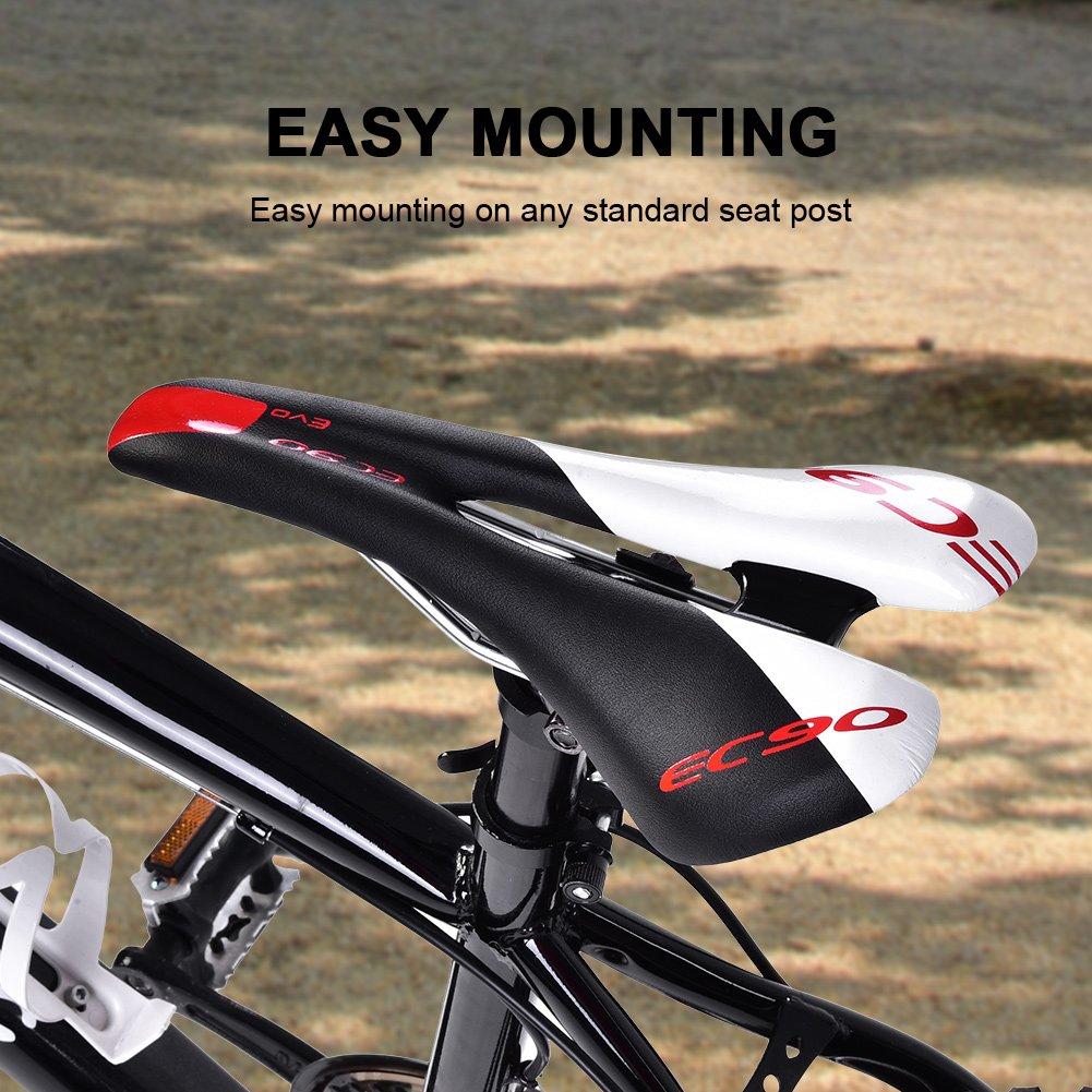VGEBY1 Bicycle Saddle for Road and Mountain Ultra High and Durable PU Leather Bicycle Cushion Bike Black White Bikes, Lightweight, Strength, Seat,