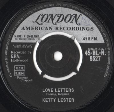 7inch Record KETTY LESTER - Love Letters 45HLN9527 London Records, 1962 UK Pop Used