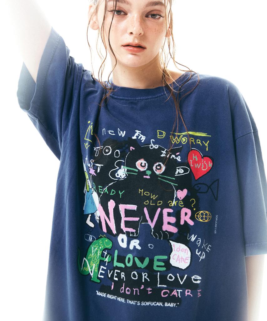 Soipeuyukaen Oversized Loose Fit Pigment Print T-Shirt