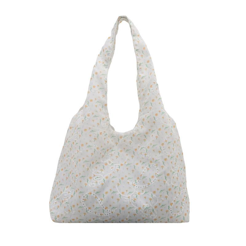 Korean Style Casual Canvas Bag With Lace Details Oversized Shoulder Tote For Women