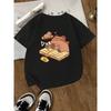 Kids Crewneck Short Sleeve Tee, Capybara Pufferfish Print Sports Casual Top