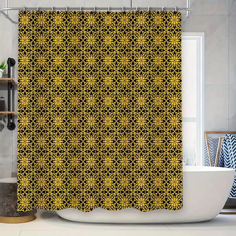 

Yellow Patterned Shower Curtain Waterproof Decorative Bath Liner For Home Bathroom Black Yellow Fabric Shower Curtains From Home W60H190(CM)-1 Pcs