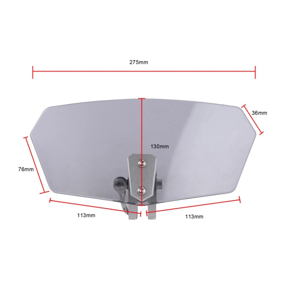 SZYUMO Motorrad-Windschutzscheibe, Universelle Windschutzscheibe, Verstellbarer Windabweiser, Transparente Windschutzscheibe