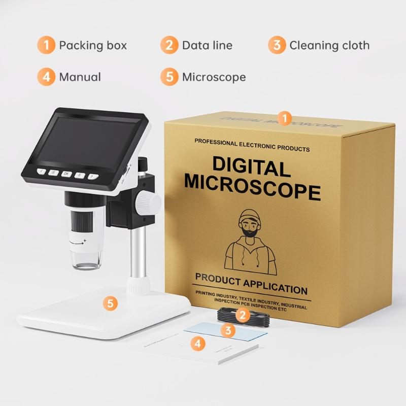4.3Inch Digital Microscope with 50-1000X Zooming Coin Microscope for Electronics Repair and Coin Inspection Scientific