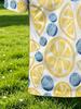 Men's Outdoor Polo Shirt, Available in Multiple Sizes, Featuring an All-over Lemon and Blueberry Fruit Print. Stylish, Casual, and Comfortable, This