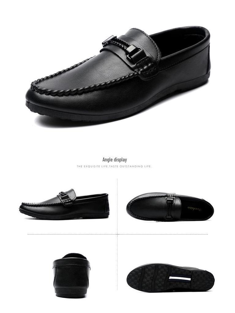 Men's Summer 2025 British-Style Casual Leather Loafers - Soft Sole, Trendy One-Step Drive Shoes