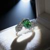 Leaf Style Emerald Open Ring Women'S Swing Arm Cross Leaf Design Green Zircon Ring Jewelry