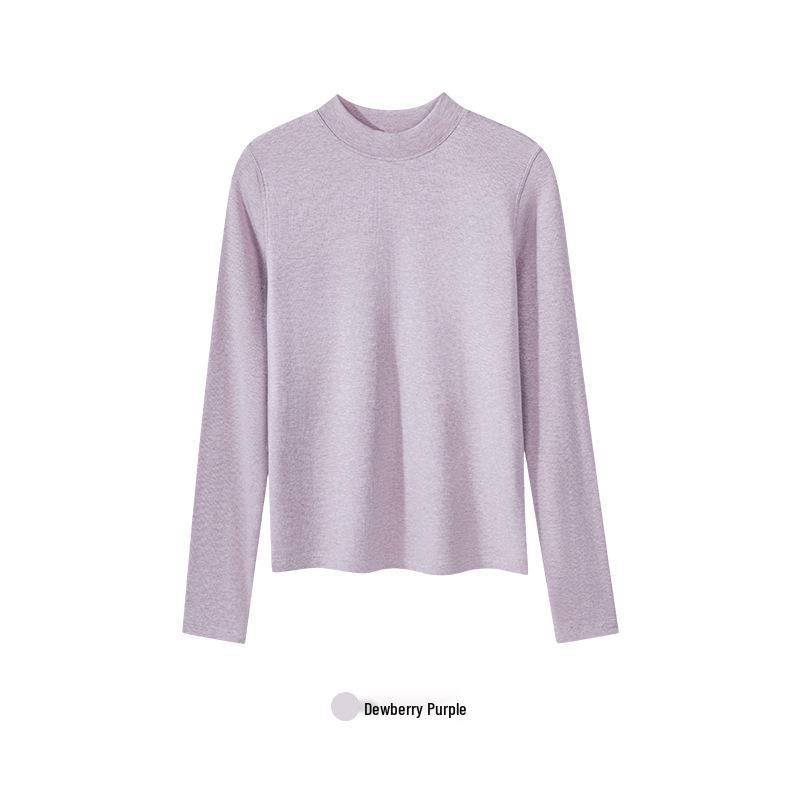 Women's 2025 Merino Wool Ribbed Crew Neck Pullover, Long Sleeve Base Layer for Autumn/Winter