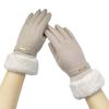 1Pair Autumn Winter Warm Suede Gloves Plus Velvet Thickened Plush Decor Cuff Gloves Outdoor Mountaineering Gloves