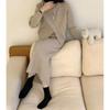 Double zipper sweater skirt two-piece set women's casual loose autumn and winter new skirt knitted cardigan