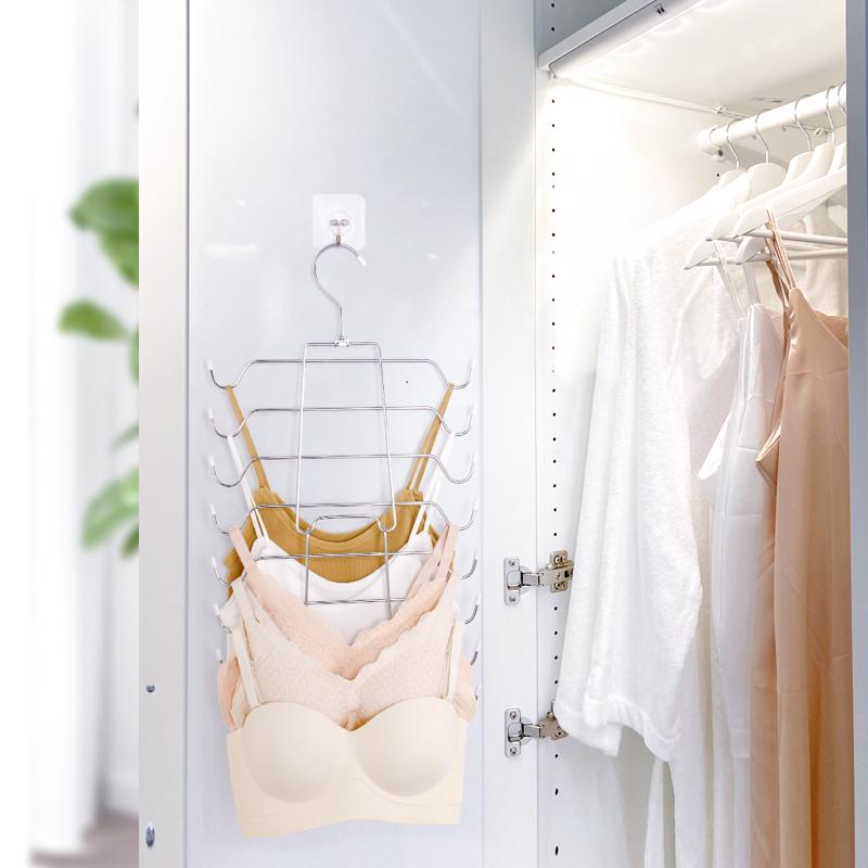 Multi-Layered Sports Vest Bra Scarf Storage Hook Creative Design Metal Clothes Hanger for Adult Underwear Storage Organization