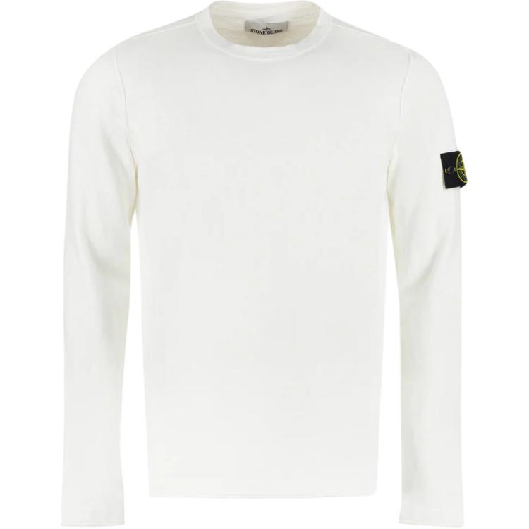 STONE ISLAND Ss23 Solid Logo Crew Neck Long Sleeve Sweatshirt Men Sweatshirt White 1015502B0-V0001