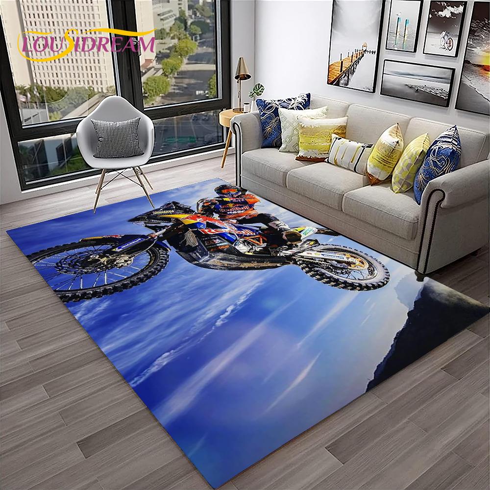 Racing Moto Off Road Motorcycle Carpet Rug for Home Living Room Bedroom Sofa Doormat Decor,Kid Play Area Rug Non-slip Floor Mat
