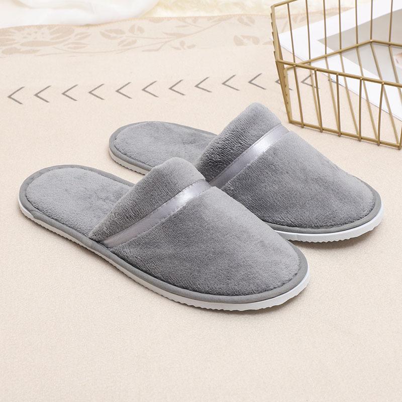 Coral Fleece Disposable Slippers with Color Ribbon for Home, Guest, Travel, Hotel, B&B - Thickened Comfort.