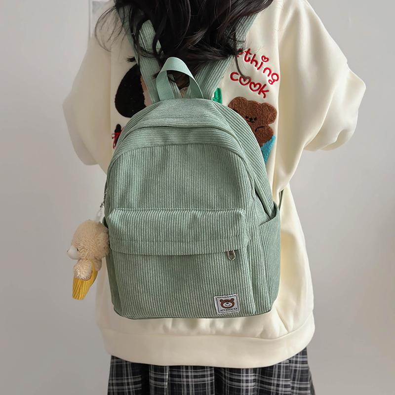 Mini Ryggsekk Dame Cordfløyel Ryggsekk Student Skoleveske