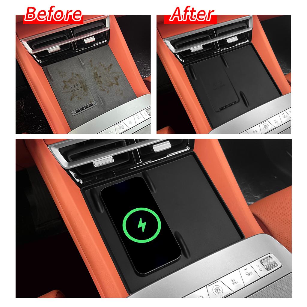 For BYD Tang L 2025 Silicone Wireless Charging Mat Non-slip Phone Protective Pad Charger Car Interior Accessories Black