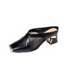 2025 summer new crocodile leather half slippers women's fashion iron head thick heel comfortable versatile high heel outside sandals