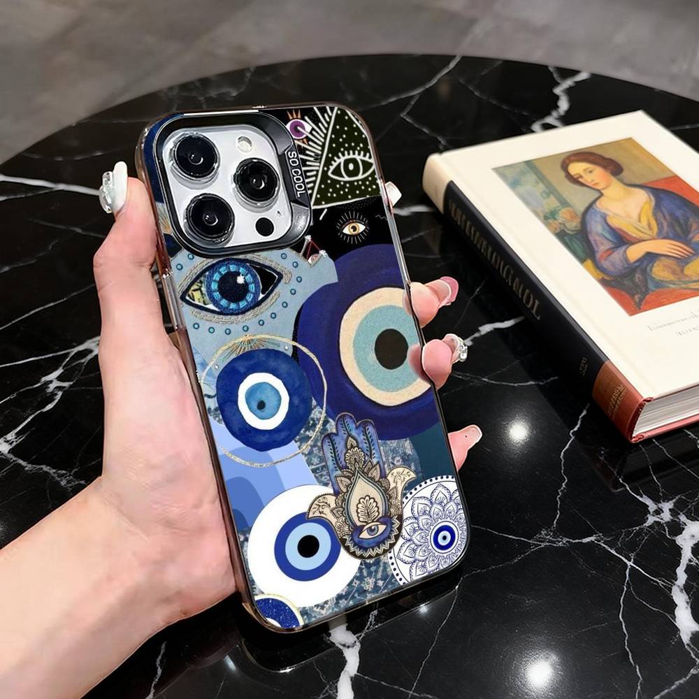 

Эстетичный чехол для телефона сглаз Хамса Рука для iPhone 17,16,15,14,13,12,11 Plus,Pro Max,XS,Красочный Серебристый Черный Чехол iPhone14Pro