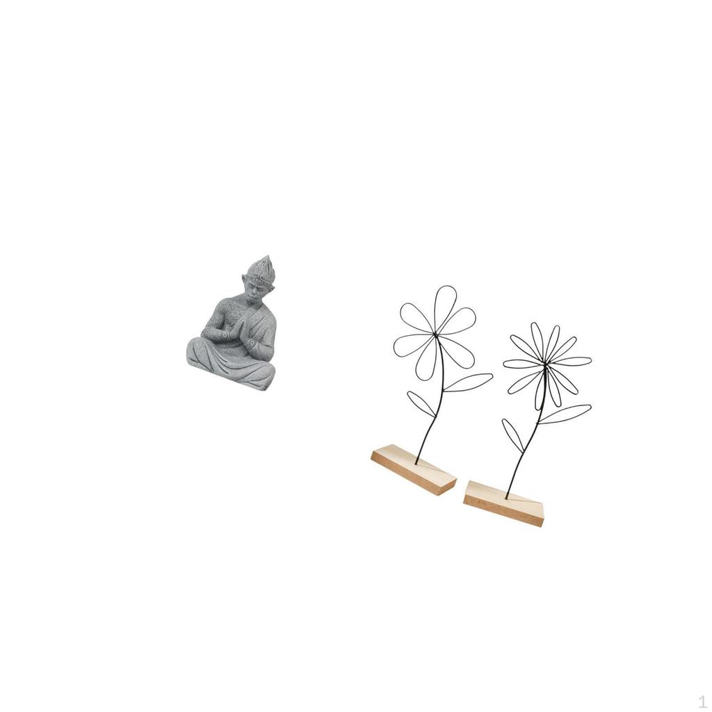 Monkey Buddha Iron Flower Statue Minimalist Collectible Figurine Sculpture Metal Wire Ornament for