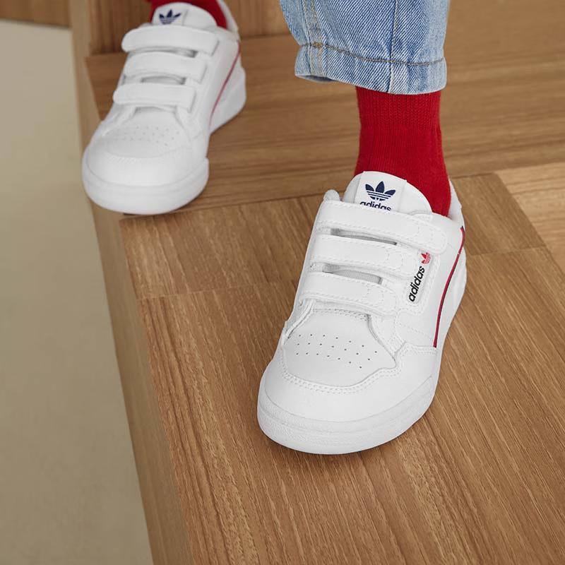 adidas Originals Continental 80 Comfortable Breathable Low Top Kids' Skateboarding Shoes White EH3222