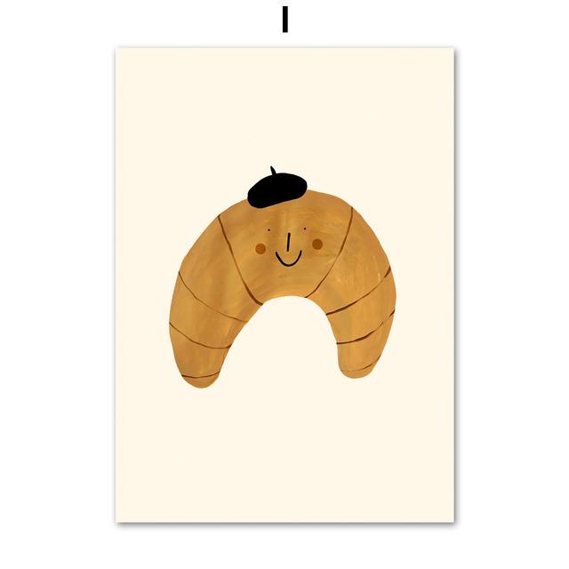 Cat Cherry Ice Cream Acorn Apple Sun Moon Fun Cartoon Vintage Poster Prints Wall Art Canvas Painting Kawaii Baby Kids Room Decor No Frame