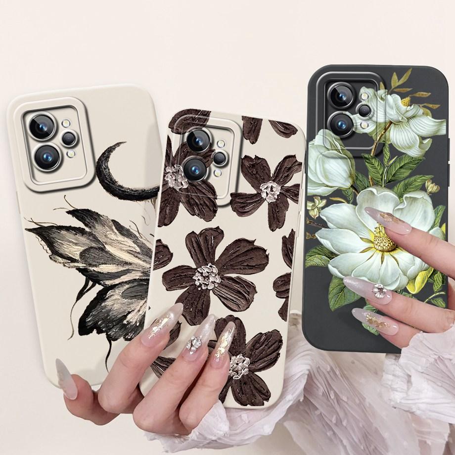 For Realme GT2 Pro Realme GT7 Pro Phone Case Realme Neo2 GT 2 Fundas Liquid Silicone Soft Back Cover Rabbit Panda Flower Capa