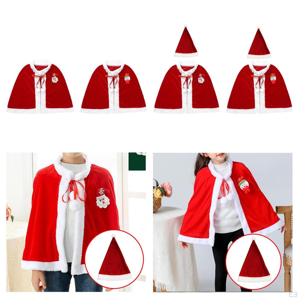 Kids Christmas Cloak Costume Children Cape Xmas Shawl for Masquerade Party Supplies