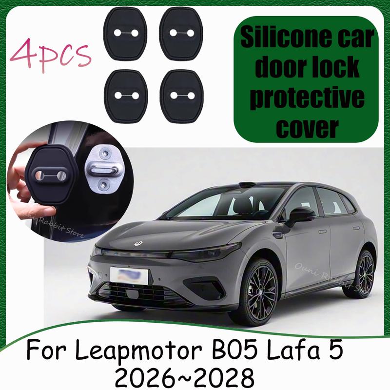 For Leapmotor B05 Lafa 5 2026~2028 2027 Car Silicone Door Lock Cover Rustproof Buffer Shock Absorption Protection Accessories