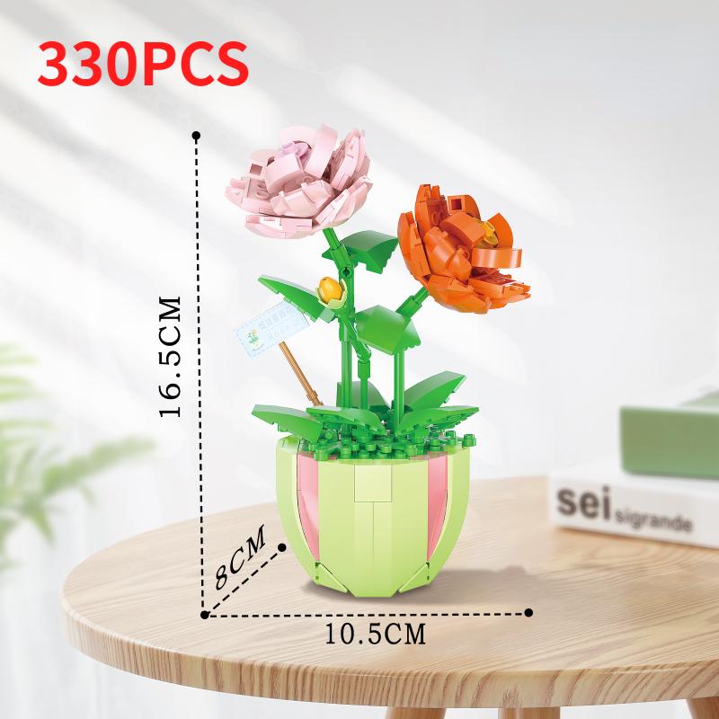 New Mini Building Blocks Toys For Girls Bonsai Bricks Potted Flowers Blossoms Plants Construccion Kids Adult Toys Christmas Gift
