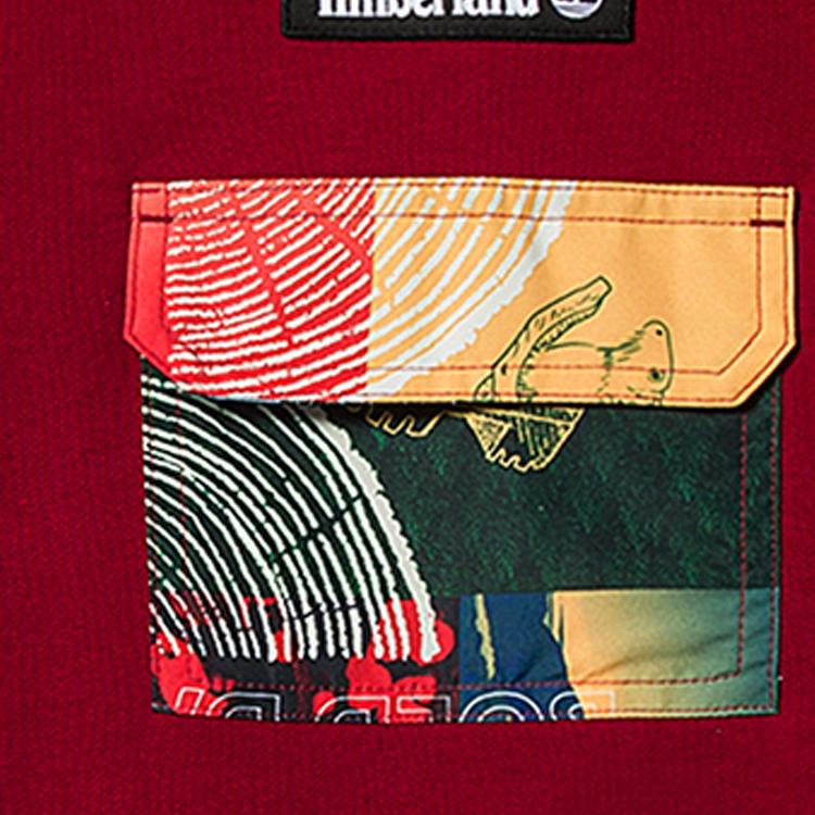 Timberland Pattern Patchwork Loose Fit Crew Neck Long Sleeve Sweatshirt Unisex Sweatshirt Bicycle-Red A6B5C-620