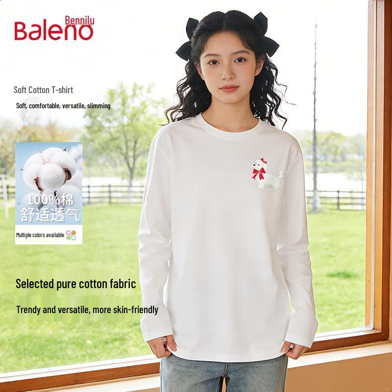 Baleno Women's Pure Cotton Loose Long-Sleeve T-Shirt