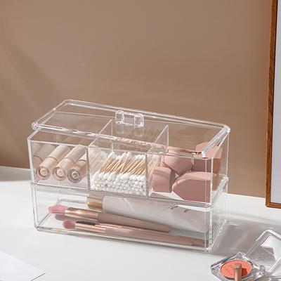 Transparent Cosmetic Storage Box Makeup Organizer Cotton Swab Cotton Pad Storage Box Desktop Acrylic Organizer