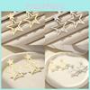 Stylish Stainless Steel Double Five-point Star Hollow Earrings For Women Summer 2024