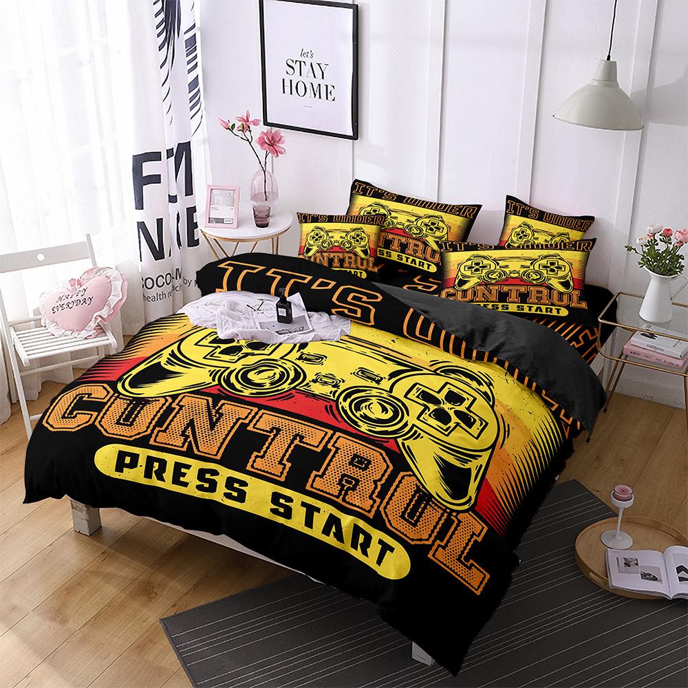 Gamer Duvet Cover for Boys Gaming Comforter Cover Games Gamepad Polyester Bedding Set Kids Game Room Decor Video Game Controller