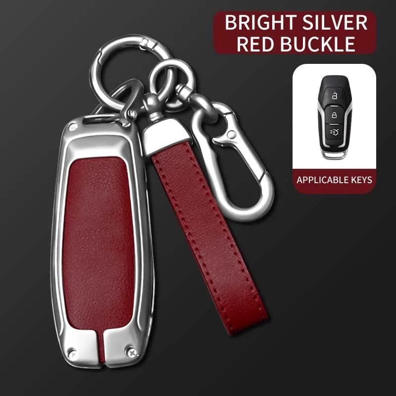 Leather Car Key Cover Case For Ford Fusion Mondeo Mustang F-150 Explorer Edge Car Styling Keychain