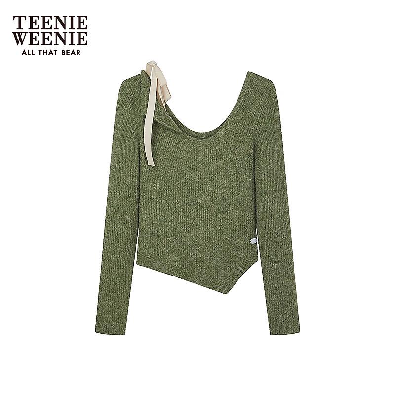Teenie Weenie Bearnova 2025 Autumn Women's Asymmetrical Off-Shoulder Sweater