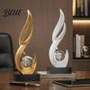 Feng Shui Wealth Ornament Abstract Decorative Sculpture with Clear Crystal Ball Modern Flowing Curve Tabletop Decor Statue Exquisite Home Accents for
