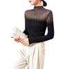 Mesh Splicing Silk Wool Knitted Bottoming Shirt Women's Autumn New Turtleneck Wool Top with Sweater Inside