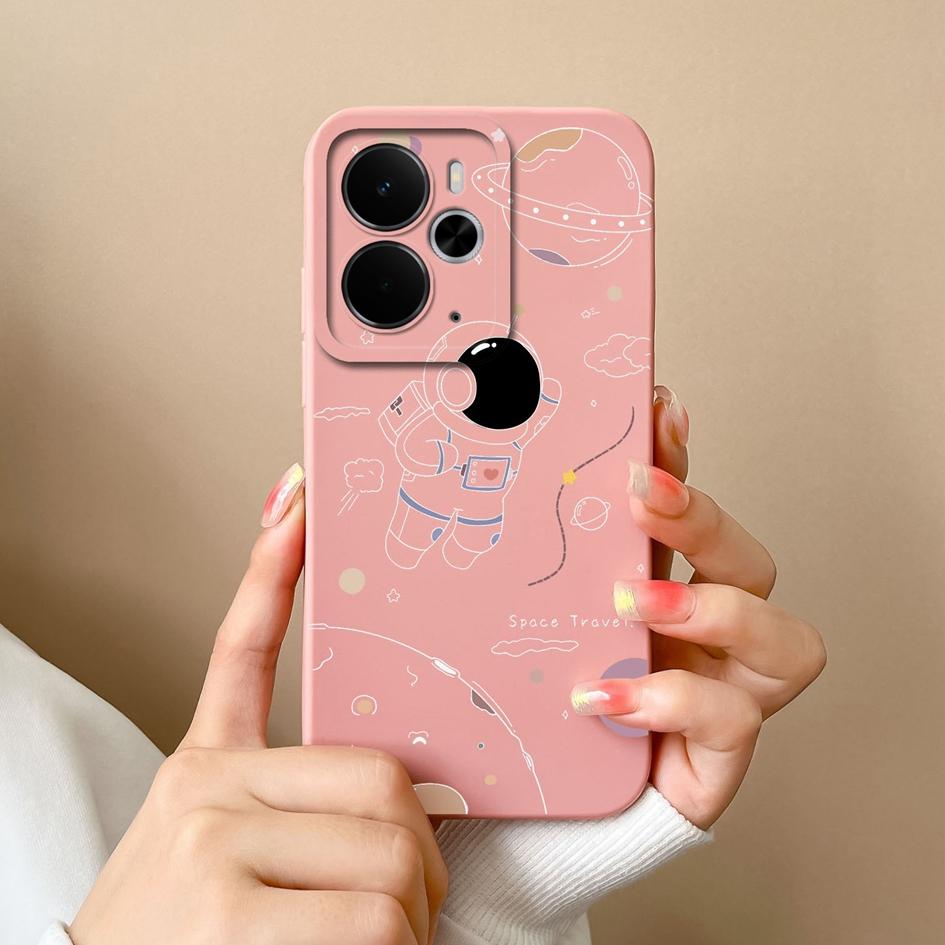 Custodie per telefono carine da astronauta per Oppo Realme C75x 14 14T 14X P3 Narzo 10 30 60 A5 Pro Silicone liquido liscio di alta qualità Guscio antiscivolo per custodie Oppo