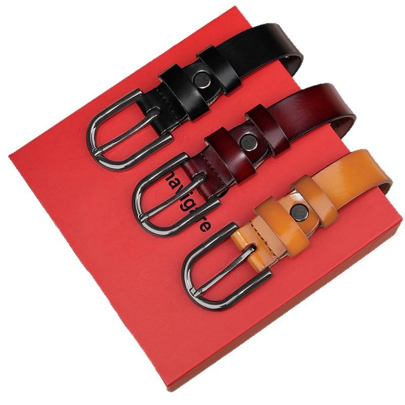 Cowhide Pin Buckle Casual Belt Men's Belt Personalized Fashion Trend Hollow Design Men's and Lesbian Belt