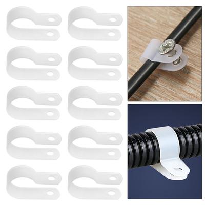 10PCS Plumbing Tightening R-Type Hose Clamp Nylon Fastening Buckles Durable Cable Clip  Cable