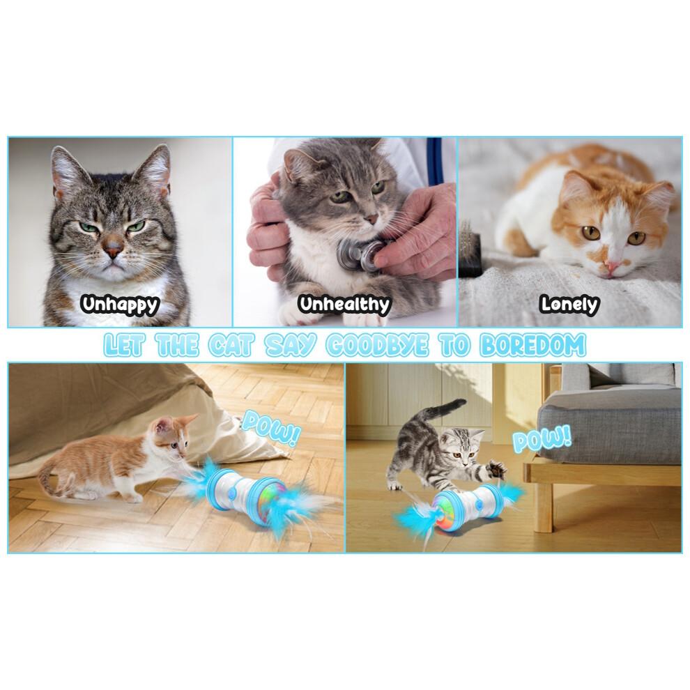 Interactive Cat Toy, Electric Automatic Robotic Cat Interactive Teaser With Super Low Noise Design And Four Feather Accessories For Stimulating Cats H