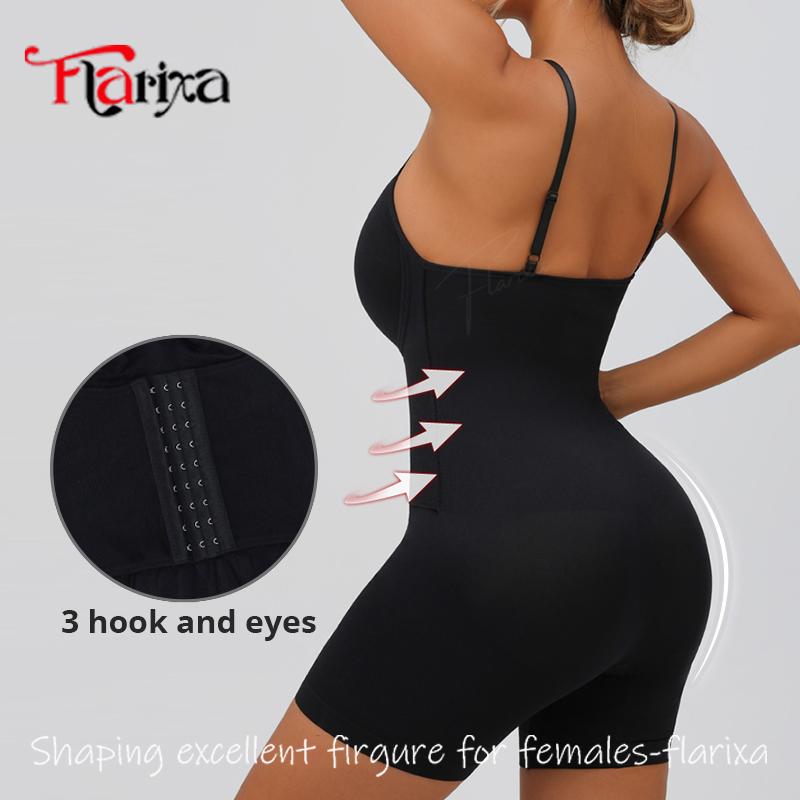 Flarixa Waist Trainer With Hooks Body Shaper Tummy Slimming Shapewear Women Camisole Bodysuit Butt Lift Seamless Underwear