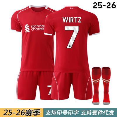 2 Liverpool Heim Nr.. 1 Salah Trikot Wirtz Isaac Fußballtrikot Set Herren 2 Rota