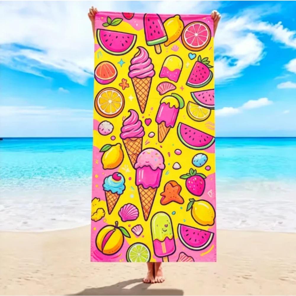 Ocean Waves Baby Turtle Print Beach Towel, Large Microfiber Sand Free Quick Dry Towel for Summer Vacation Bath Beach Towel